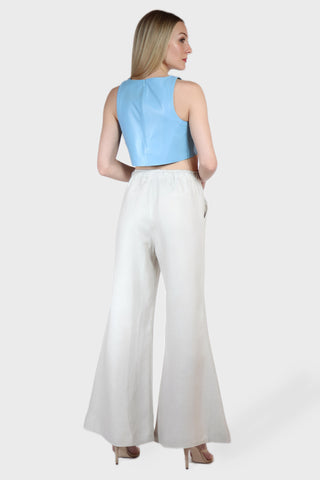 Wide Leg Drawstring Linen Pants