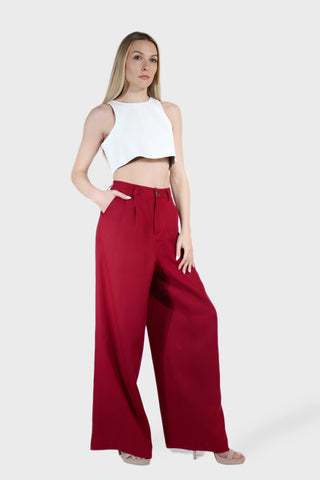 Wide Leg Pleated Linen Pants