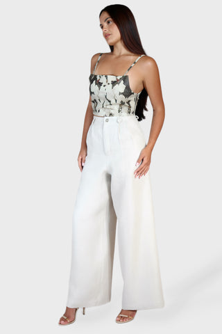 Wide Leg Pleated Linen Pants