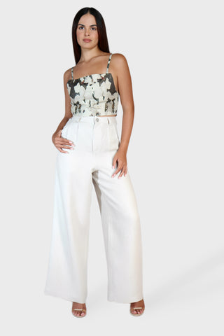 Wide Leg Pleated Linen Pants